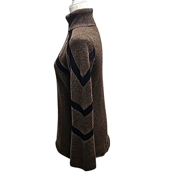 Sophiacashmere Women 100% Cashmere Lightweight Brown w/Black Lace Sweater Size M - Picture 3 of 8